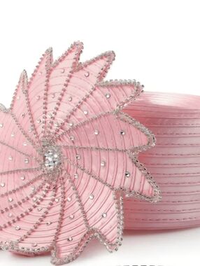 Pink Crystal-Embellished Pillbox Hat